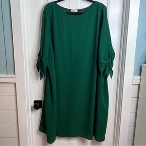 Kiyonna Emerald Green Manhattan A-Line Lined Midi Shift Dress. Size 3X. NWT.